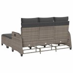 vidaXL Salon de jardin 3 Pièces avec coussins forme L gris résine tressée