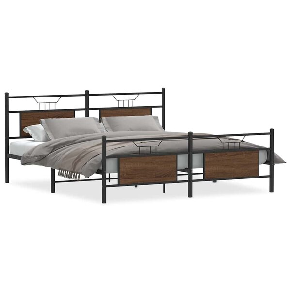vidaXL Cadre de lit en métal sans matelas chêne marron 160x200 cm
