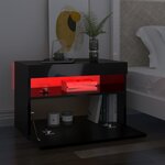 vidaXL Table de chevet avec lumières LED noir brillant 60x35x40 cm