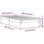 vidaXL Cadre de lit chêne marron 90x190 cm bois d'ingénierie et métal