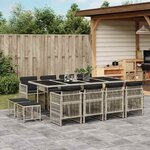vidaXL Ensemble à manger de jardin et coussins 13 Pièces gris clair rotin