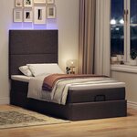 vidaXL Lit ottoman avec matelas et LED marron foncé 90x200 cm tissu