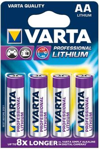 Blister de 4 piles 'Professional Lithium' LR6 Mignon (AA) VARTA