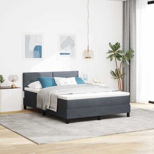 vidaXL Lit à ressorts avec matelas Gris foncé 140 x 190 cm Velours