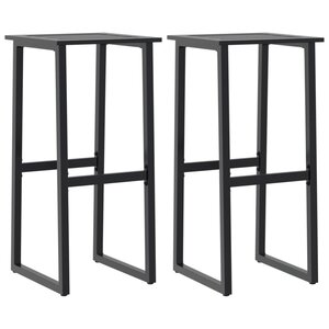 vidaXL Tabourets de bar lot de 2 noir acier enduit de poudre