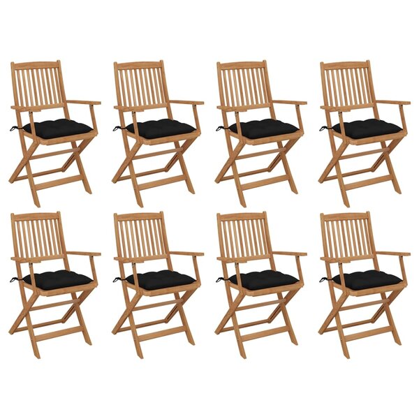vidaXL Chaises pliables d'extérieur avec coussins 8 Pièces Bois d'acacia