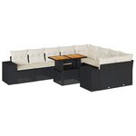vidaXL Salon de jardin 10 Pièces avec coussins noir résine tressée acacia