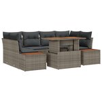 vidaXL Ensemble de jardin 7 pièces avec coussins en poly rotin gris et acacia