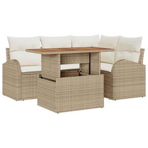 vidaXL Ensemble de canapé de jardin avec coussin 5 Pièces beige et crème
