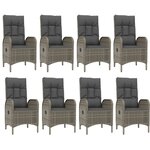 vidaXL Ensemble à manger de jardin 9Pièces et coussins noir et gris
