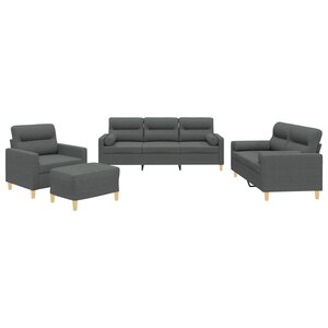 vidaXL Ensemble de canapés 4 Pièces coussins gris foncé tissu