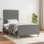 vidaXL Cadre de lit avec tête de lit Gris foncé 90x190 cm Tissu