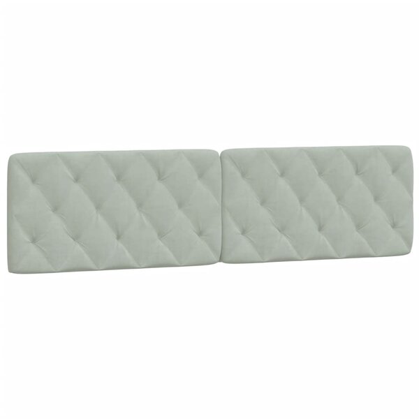 vidaXL Coussin de tête de lit gris clair 200 cm velours