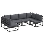 vidaXL Ensemble de canapé de jardin 6 pc Noir Aluminium