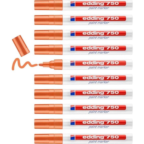 Marqueur Peinture 750 Orange Pointe Moyenne 2-4 mm x 10 EDDING