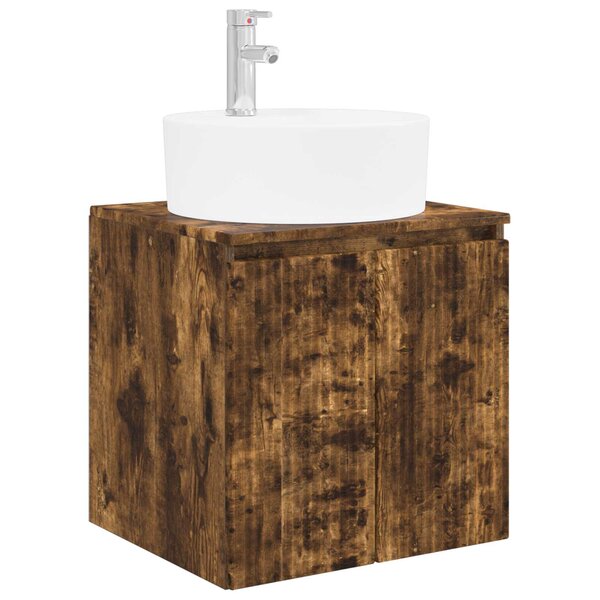 vidaXL Vanité de lavabo mural Chêne fumé 49 5 x 44 5 x 65 cm