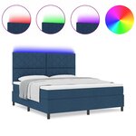 vidaXL Lit à ressorts avec matelas Bleu 180 x 200 cm tissu