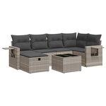 vidaXL Salon de jardin avec coussins 7 Pièces gris clair résine tressée