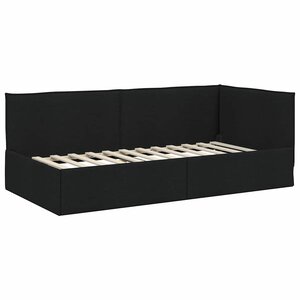 vidaXL Cadre de lit d'angle avec tête de lit Noir 100 x 200 cm tissu