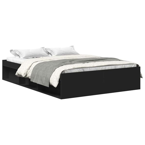 vidaXL Cadre de lit sans matelas noir 135x190 cm