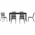 vidaXL Ensemble de salle à manger pour jardin 7 Pièces Gris foncé Acier