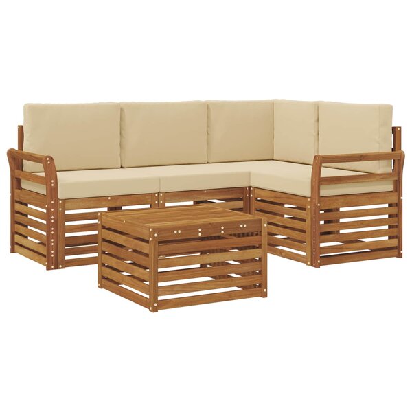 vidaXL Ensemble de canapés d'extérieur 5 Pièces Naturel et Beige