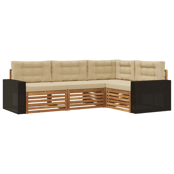vidaXL Ensemble de canapés d'extérieur 4 pc Naturel et Beige Polyester