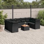 vidaXL Salon de jardin 10 Pièces avec coussins noir résine tressée