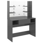 vidaXL Table de maquillage avec éclairage LED MDF Gris brillant