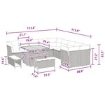 Ensemble de sofas de jardin de 13 pièces avec coussins en rattan poly noir acacia