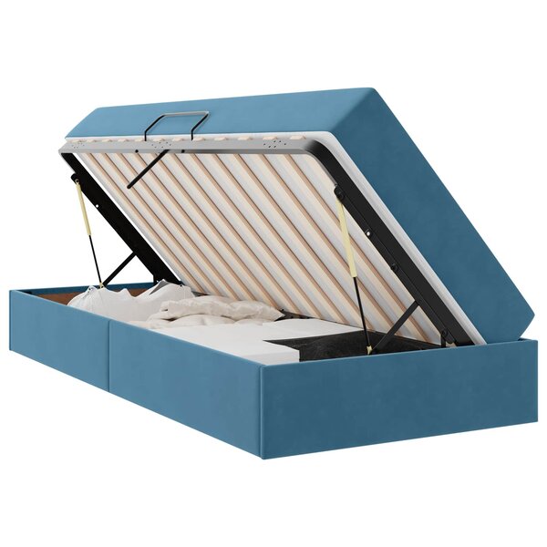 vidaXL Lit avec rangement et matelas Bleu foncé 100 x 200 cm Velours