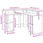 vidaXL Bureau et lumières LED chêne fumé 130x130x91cm bois ingénierie