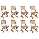 vidaXL Chaises pliables d'extérieur et coussins lot de 8 Bois d'acacia