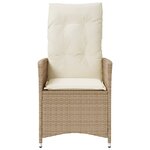 vidaXL Chaises inclinables de jardin lot de 2 et coussins beige rotin