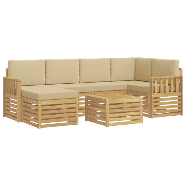 vidaXL Ensemble de canapés d'extérieur 7 pc Blanc et Beige Polyester