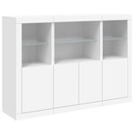 vidaXL Buffets avec lumières LED 3 Pièces blanc bois d'ingénierie