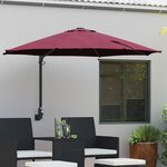 vidaXL Parasol de jardin mural avec LEDs Rouge Bordeaux 248 cm