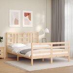 vidaXL Cadre de lit avec tête de lit 140x200 cm bois massif