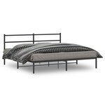 vidaXL Cadre de lit métal sans matelas avec tête de lit noir 193x203cm