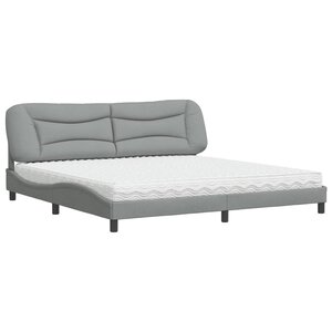 vidaXL Lit avec matelas Hvar gris clair 200x200 cm tissu