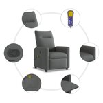 vidaXL Fauteuil inclinable de massage en tissu gris foncé