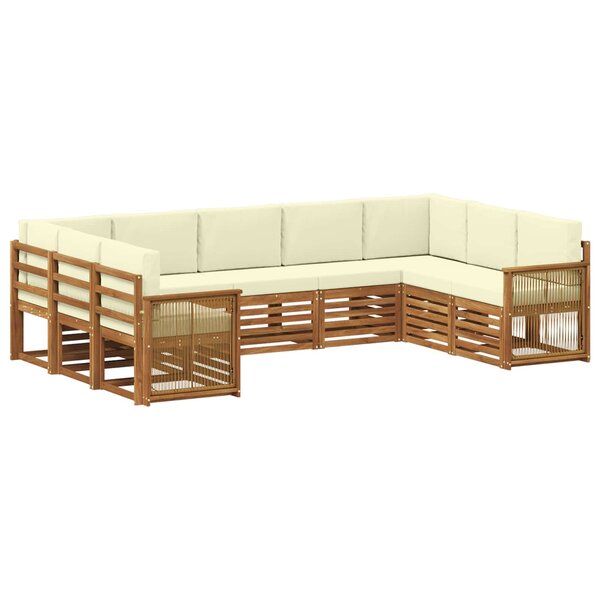 vidaXL Ensemble de canapé d'angle avec coussin 7 Pièces Naturel et Crème