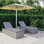 vidaXL Chaises longues de jardin table à thé 3 Pièces Résine tressée Gris