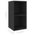 Vidaxl meuble tv mural noir brillant 37x37x72 cm aggloméré