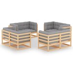 vidaXL Salon de jardin 8 Pièces avec coussins Bois de pin massif