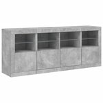 vidaXL Buffet avec lumières LED gris béton 163x37x67 cm