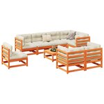 vidaXL Salon de jardin 9 Pièces marron cire bois de pin massif