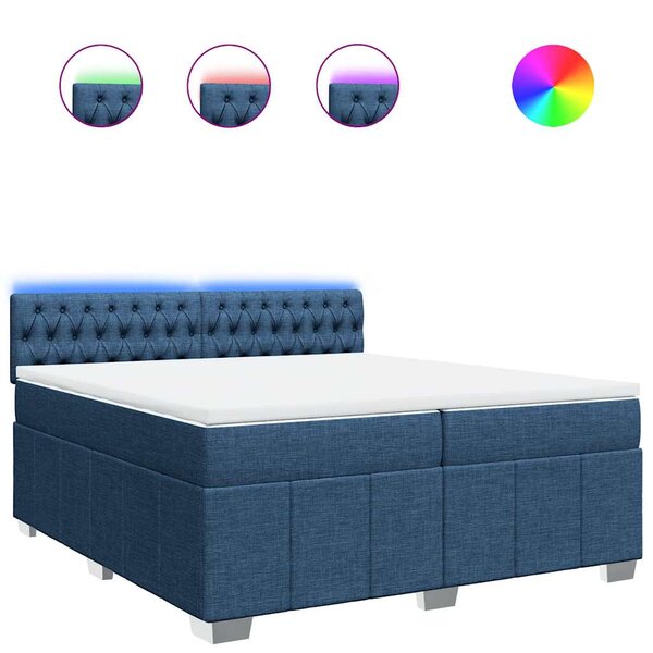 vidaXL Sommier à lattes de lit avec matelas Bleu 200x200 cm Tissu