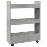 vidaXL Chariot de rangement étroit 3 niveaux gris béton