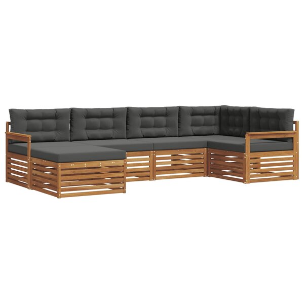 vidaXL Ensemble de canapés d'extérieur 6 pc Naturel et Anthracite